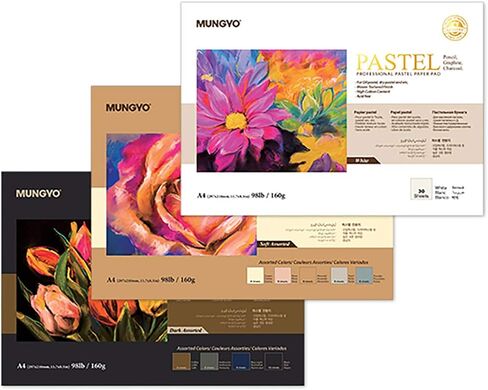 MUNGYO Professional Pastel Paper Pad A4 Size for Oil Pastel, Dry Pastel 30 Sheets (Dark Assorted) in Saudi Arabia