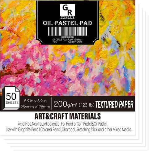 GR DZPLUS Oil Pastel Pad | 5.9 x 5.9 inch(123 lb/200g) | 50 Sheets Heavyweight Drawing Paper in Saudi Arabia