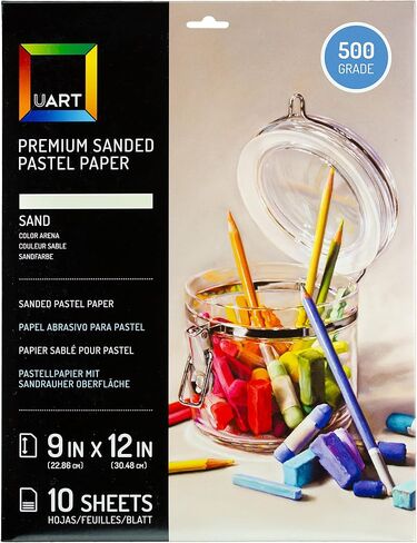 Uart Sanded Pastel Art Paper, Off-White, 9" x 12" Paper, Grit #400, 10 Sheet Pack in Kuwait
