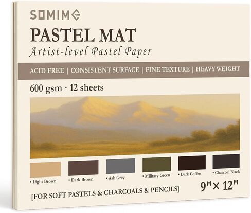 Somime 6x8 Sanded Pastel Paper Pad, 600gsm 12 Sheets of 6 Assorted Colors in Saudi Arabia