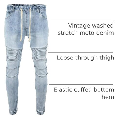 ZIMEGO Men's Vintage Washed Drop Crotch Hipster Stretch Jogger Denim Pants in Kuwait