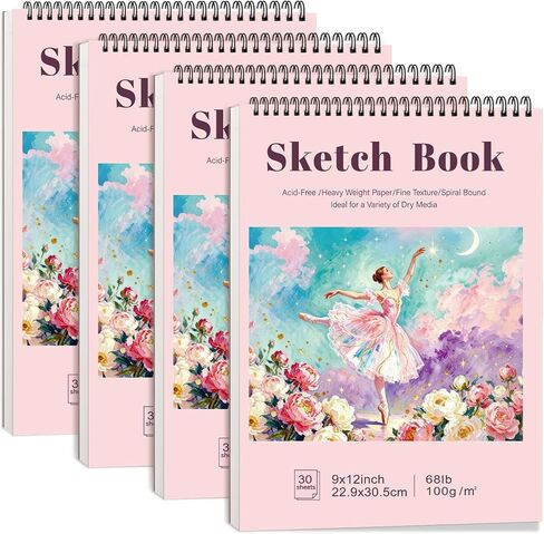 4 Pack Small Sketch Book for Kids, 5.5 x 8.5in 100gsm Spiral Drawing pad in Kuwait