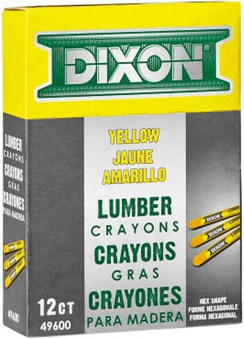 DIXON Industrial Lumber Marking Crayons, 4.5" x 1/2" Hex, Yellow, 12-Pack (X49600) in Kuwait