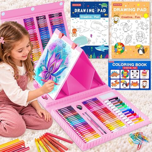 Soucolor 283Pcs Art Supplies for Girls Gift Drawing & Coloring Set Pink in Saudi Arabia