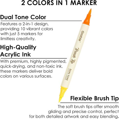 Grabie Trace & Color Drawing Kit, Pack of 5 Dual Tip Markers, Retro Groove in Saudi Arabia
