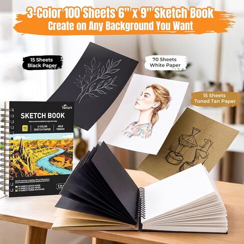 176PCS Art Supplies, Drawing Kit with 3-Color 100 Sheets Sketchbook in Kuwait