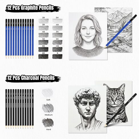 176PCS Art Supplies, Drawing Kit with 3-Color 100 Sheets Sketchbook in Kuwait