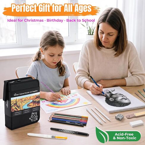 176PCS Art Supplies, Drawing Kit with 3-Color 100 Sheets Sketchbook in Kuwait