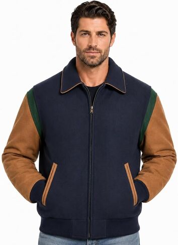 REED Men's Premium Quality Leather Letterman Varsity Jacket Made in USA in Kuwait