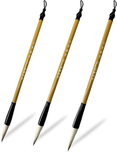 Chinese Calligraphy Sumi Brush,Wolf and Goat Hair 3 Sizes (L M S) in Kuwait