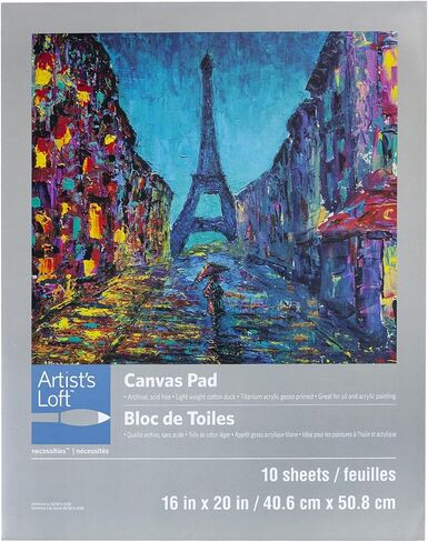 Artist's Loft 16" x 20" Canvas Pad Necessities - Archival Quality and Acid Free Cotton Canvas for Acrylic and Oil Paints - 1 Pack in Saudi Arabia