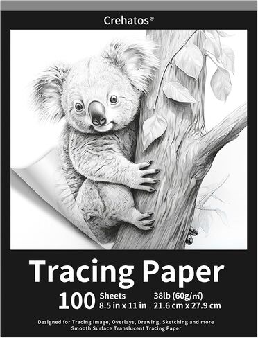 Crehatos 8.5" x 11" Tracing Paper, Translucent Tracing Pad, 100 Sheets 38lb/60gsm Vellum Art Paper in Kuwait
