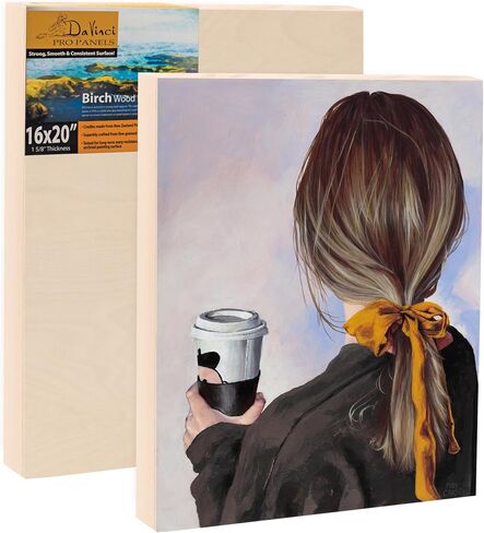 Da Vinci Pro Medium Textured Gesso Panel - 24x30-2" Depth Wood Panels for Painting - Accepts Mediums Like Canvas - for Oils, Acrylics, Mixed Media, Pastels & Drawing Sticks in Saudi Arabia