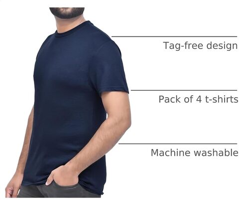 Sleepdown Men's Regular-Fit 4-Pack Soft Breathable Tees Short-Sleeve Undershirts Crewneck T-Shirts Value Pack in Kuwait