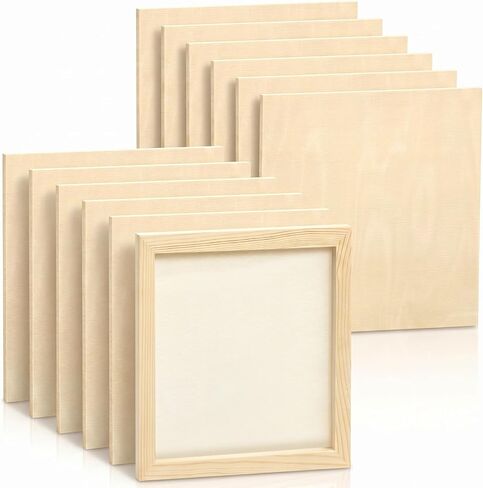 Kathfly 12 Pcs 8 x 8 Inch Wood Panels for Painting,Unfinished Boards in Kuwait