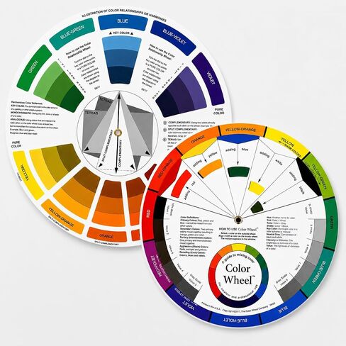 Creative Color Wheel Guide – Paint Mixing Learning Tool for Art Classes, Makeup, Tattoo, and Painting – Blending Board Chart with Hardboard (9.25 Inch) in Saudi Arabia