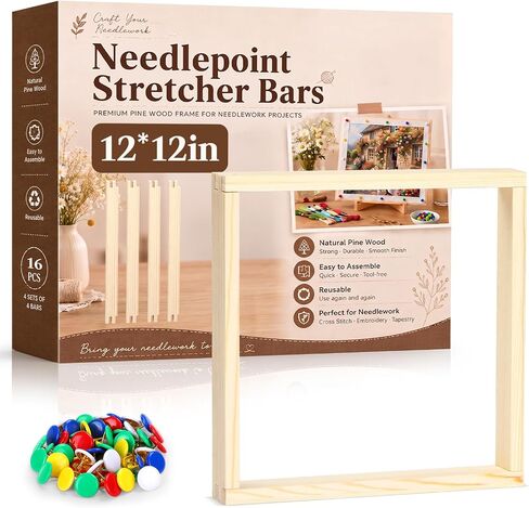 16 Pcs Needlepoint Stretcher Bars Set 6/8/9/10/11/12/14//16" with 100 Tacks in Kuwait