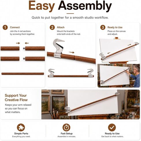 Artist Hand Support Bridge, Adjustable Easel Hand Rest Support Bar（Round） in Saudi Arabia
