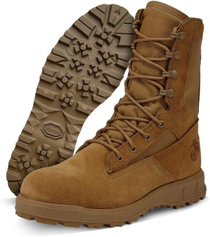 Belleville 510 MEF 8 Inch Ultralight Marine Corps Combat Boots for Men (EGA) - Certified USMC Coyote Brown Leather with High Traction Vibram Outsole, Berry Compliant in Saudi Arabia
