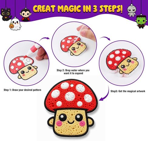 VEYLIN Halloween 3D Magic Foam Texture Painting Kit, 74 Pcs Puffy Paint Art in Kuwait