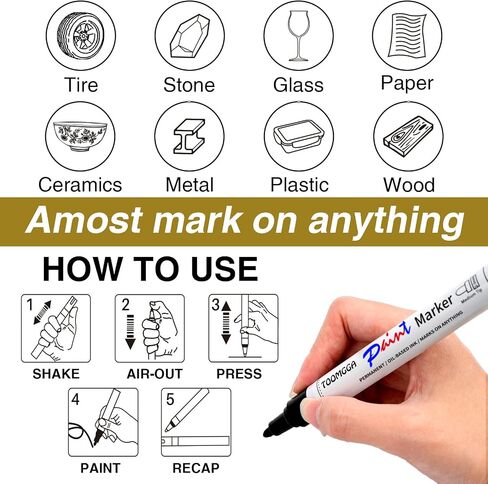 TOOMGGA 2 White Paint Pens Permanent Paint Markers, Oil Based Medium Tip in Kuwait
