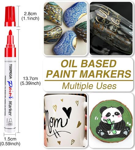 TOOMGGA 2 White Paint Pens Permanent Paint Markers, Oil Based Medium Tip in Kuwait