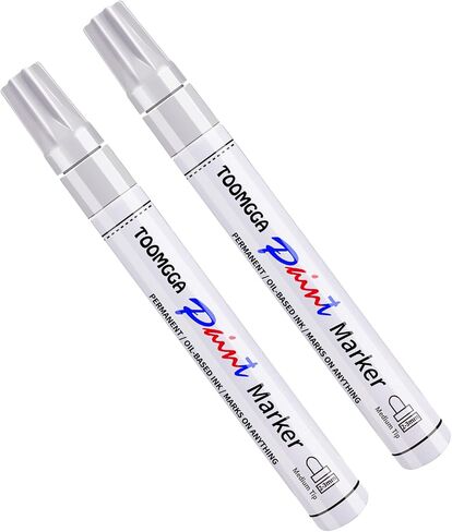 TOOMGGA 2 White Paint Pens Permanent Paint Markers, Oil Based Medium Tip in Kuwait