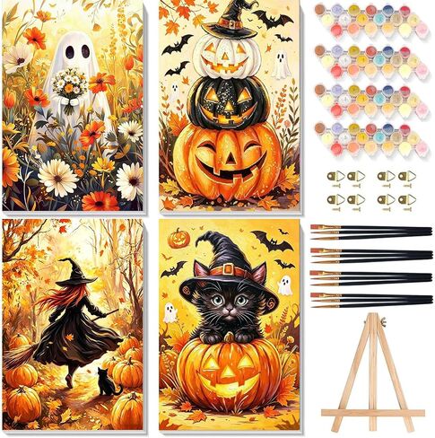 4 Pack Framed Paint by Numbers Kit for Adults Beginners Halloween 8x12 inch in Saudi Arabia