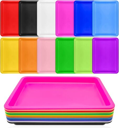 12 Pack Large Stackable Plastic Art Trays,Colorful Stackable Craft Trays in Saudi Arabia