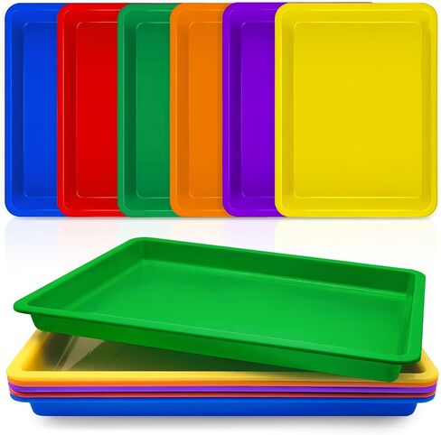 6 Pack Extra Large Plastic Art Trays 16 x 12 x 1.4 Inch for Classroom,6 Colors Stackable Craft Trays,Colorful Activity Serving Tray for Kid Painting,Organizer,Project,Jewelry Beads Sorting in Saudi Arabia