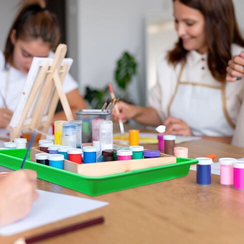 6 Pack Extra Large Plastic Art Trays 16 x 12 x 1.4 Inch for Classroom,6 Colors Stackable Craft Trays,Colorful Activity Serving Tray for Kid Painting,Organizer,Project,Jewelry Beads Sorting in Saudi Arabia