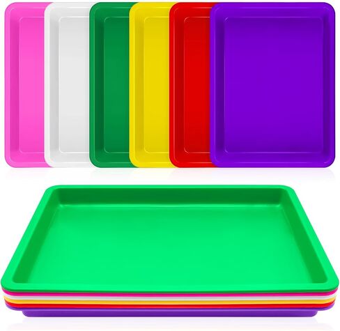 6 Pack Extra Large Plastic Art Trays,16x12x1.4 Inch Stackable Activity Tray,Craft Painting Tray for Home Organizer School Work DIY Project Beads,6 Colors in Saudi Arabia