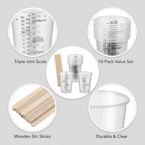 10PCS 8oz Paint Mixing Cups, Disposable Epoxy Resin Cups with Stir Sticks in Saudi Arabia