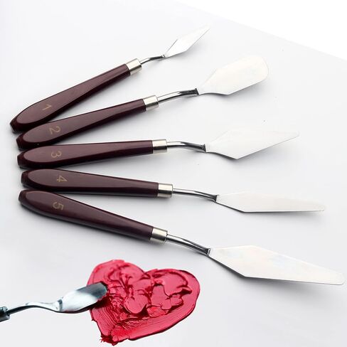 5 Piece Palette knifes Painting Knife Set Supplies for Oil, Acrylic Paint,Cake Decorating,Stainless Steel Pallet Knife Paint Knife Art Spatula for Various Types of Painting,ColorMixing,Smearing in Saudi Arabia