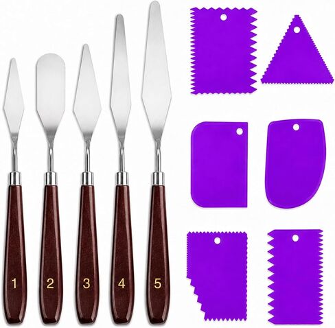 Painting Palette Knife- 5pcs Palette Knives With 6 Plastic Scrapers Set in Saudi Arabia