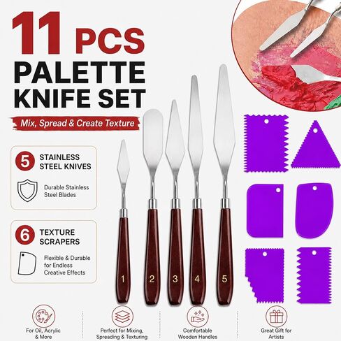 Painting Palette Knife- 5pcs Palette Knives With 6 Plastic Scrapers Set in Saudi Arabia