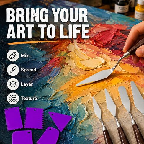 Painting Palette Knife- 5pcs Palette Knives With 6 Plastic Scrapers Set in Saudi Arabia
