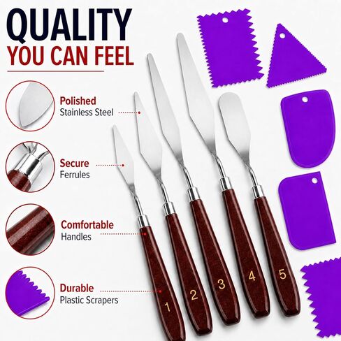 Painting Palette Knife- 5pcs Palette Knives With 6 Plastic Scrapers Set in Saudi Arabia