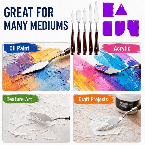 Painting Palette Knife- 5pcs Palette Knives With 6 Plastic Scrapers Set in Saudi Arabia