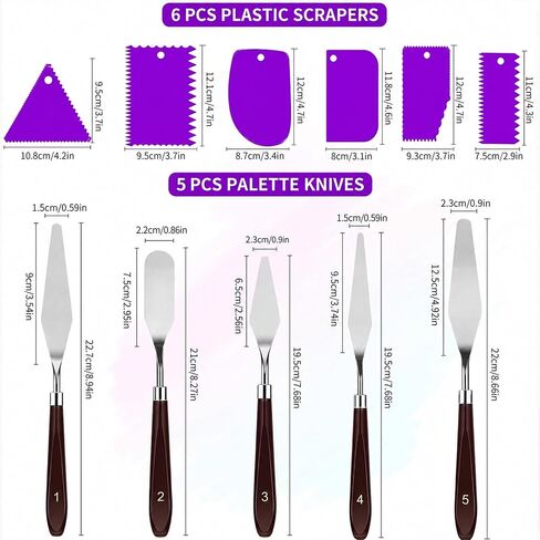 Painting Palette Knife- 5pcs Palette Knives With 6 Plastic Scrapers Set in Saudi Arabia