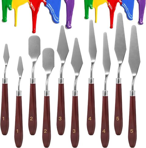 10PCS Palette Knife, Stainless Steel Painting Knife Set, Flexible Spatula Pallet Knife, Metal Artist Knives, Oil Painting Accessories Color Mixing Scraper for Oil, Canvas, Acrylic Painting By CUALORK in Kuwait