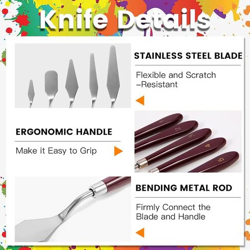 10PCS Palette Knife, Stainless Steel Painting Knife Set, Flexible Spatula Pallet Knife, Metal Artist Knives, Oil Painting Accessories Color Mixing Scraper for Oil, Canvas, Acrylic Painting By CUALORK in Kuwait