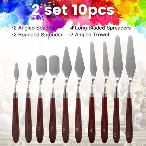 10PCS Palette Knife, Stainless Steel Painting Knife Set, Flexible Spatula Pallet Knife, Metal Artist Knives, Oil Painting Accessories Color Mixing Scraper for Oil, Canvas, Acrylic Painting By CUALORK in Kuwait