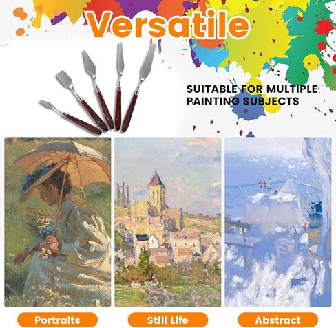10PCS Palette Knife, Stainless Steel Painting Knife Set, Flexible Spatula Pallet Knife, Metal Artist Knives, Oil Painting Accessories Color Mixing Scraper for Oil, Canvas, Acrylic Painting By CUALORK in Kuwait