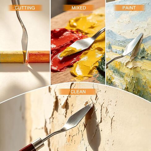 11Pcs Painting Palette Knife Set, 5Pcs Stainless Steel Palette Paint Knives with 6Pcs Plastic Scrapers, Flexible Palette Knives, Paint Spatula for Oil, Acrylic, Canvas, Watercolor & Cake Decorating in Kuwait