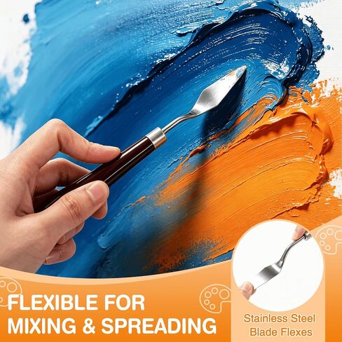 11Pcs Painting Palette Knife Set, 5Pcs Stainless Steel Palette Paint Knives with 6Pcs Plastic Scrapers, Flexible Palette Knives, Paint Spatula for Oil, Acrylic, Canvas, Watercolor & Cake Decorating in Kuwait
