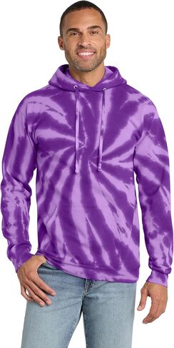Port & Company Mens Essential Tie-Dye Pullover Hooded Sweatshirt, L, Purple in Kuwait