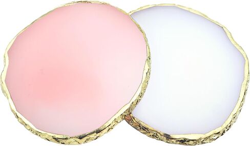 2 Pack Resin Nail Art Palette, Gold Edge Nail Polish Palette, Pink & White in Saudi Arabia