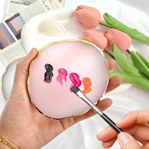 2 Pack Resin Nail Art Palette, Gold Edge Nail Polish Palette, Pink & White in Saudi Arabia