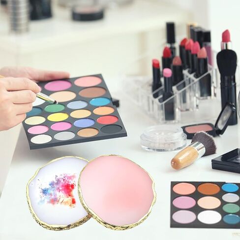 2 Pack Resin Nail Art Palette, Gold Edge Nail Polish Palette, Pink & White in Saudi Arabia